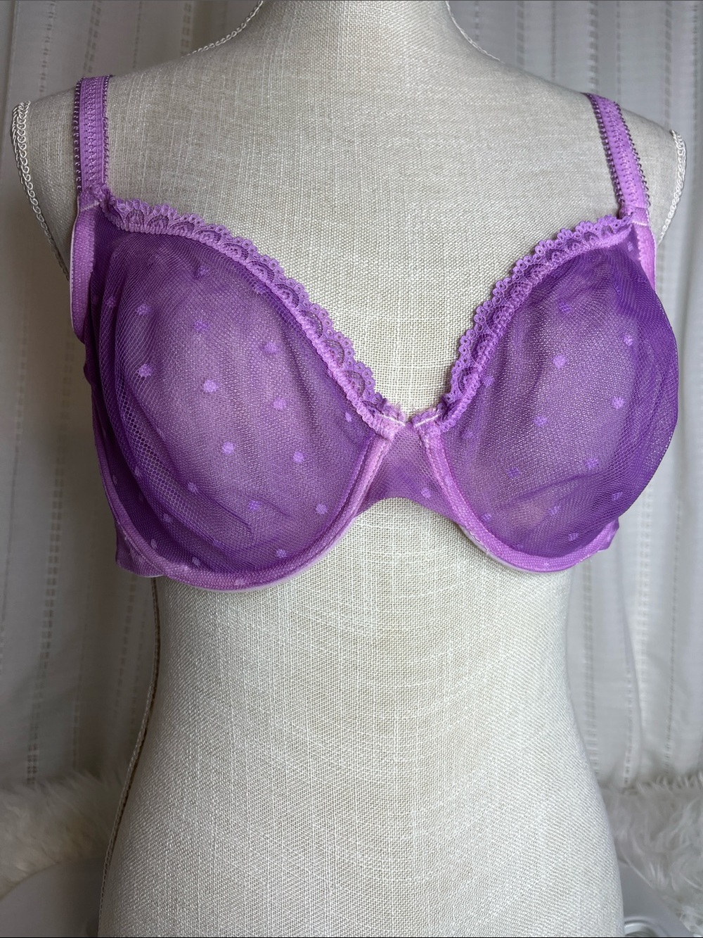 Purple Lace Trim Underwire Bra - Women Intimates & Sleepwear